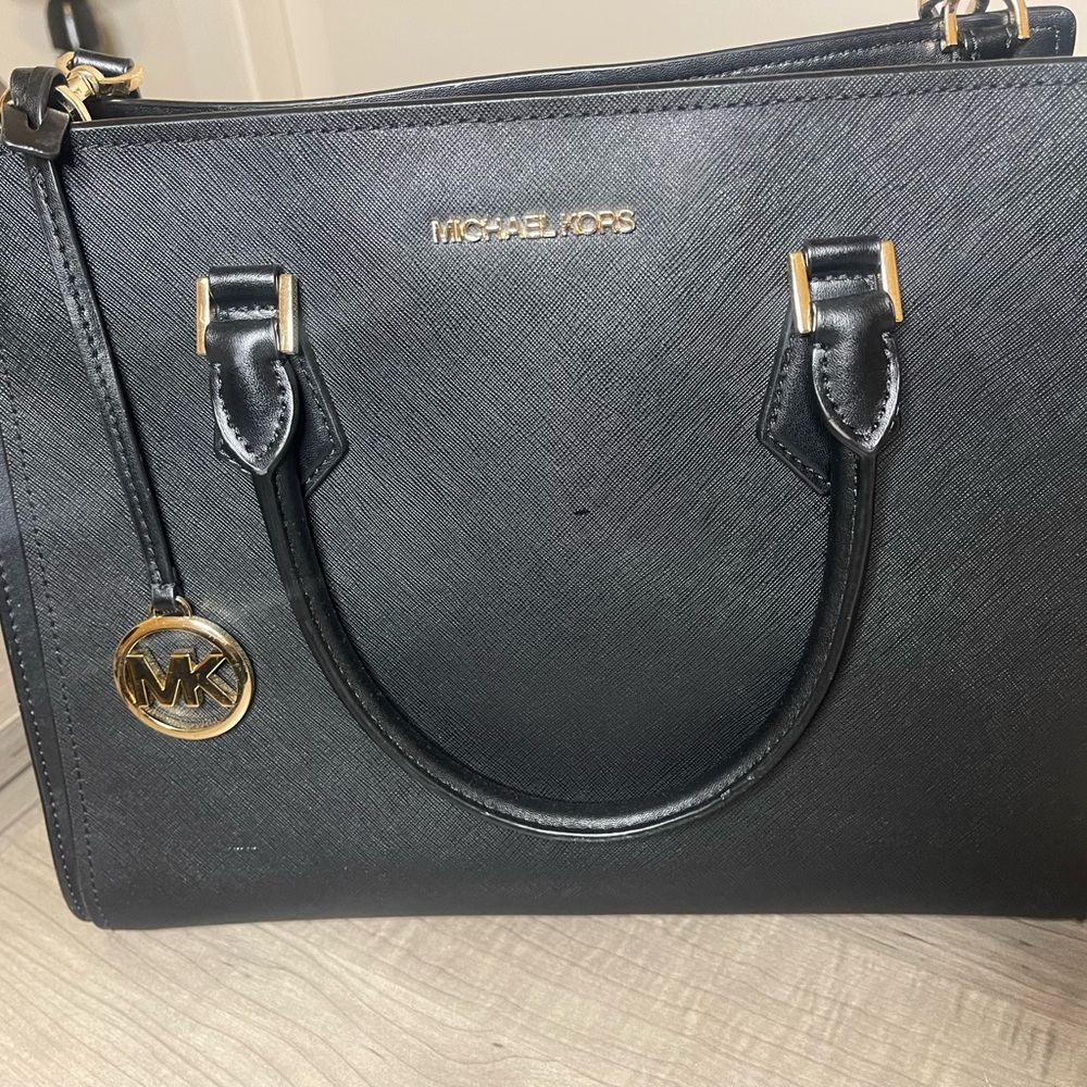 Michael Kors Black Satchel with Gold Accents